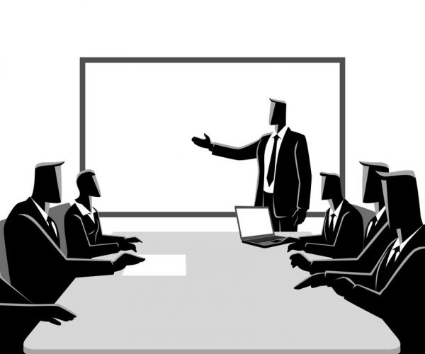 Business illustration of business people having a meeting